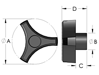 Royal 3-Prong Knob Line Drawing